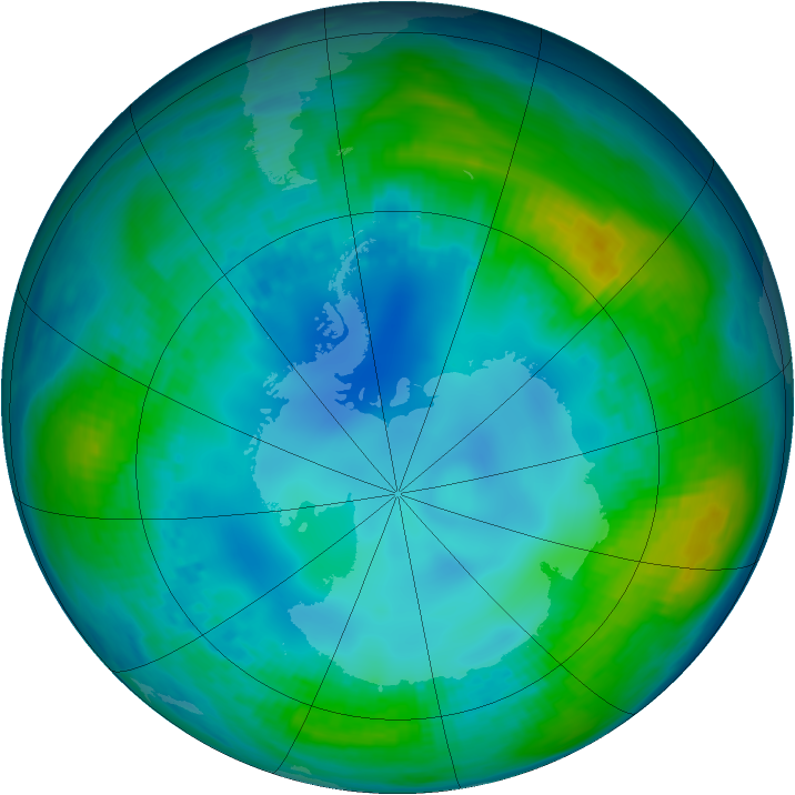 Antarctic ozone map for 11 May 1990